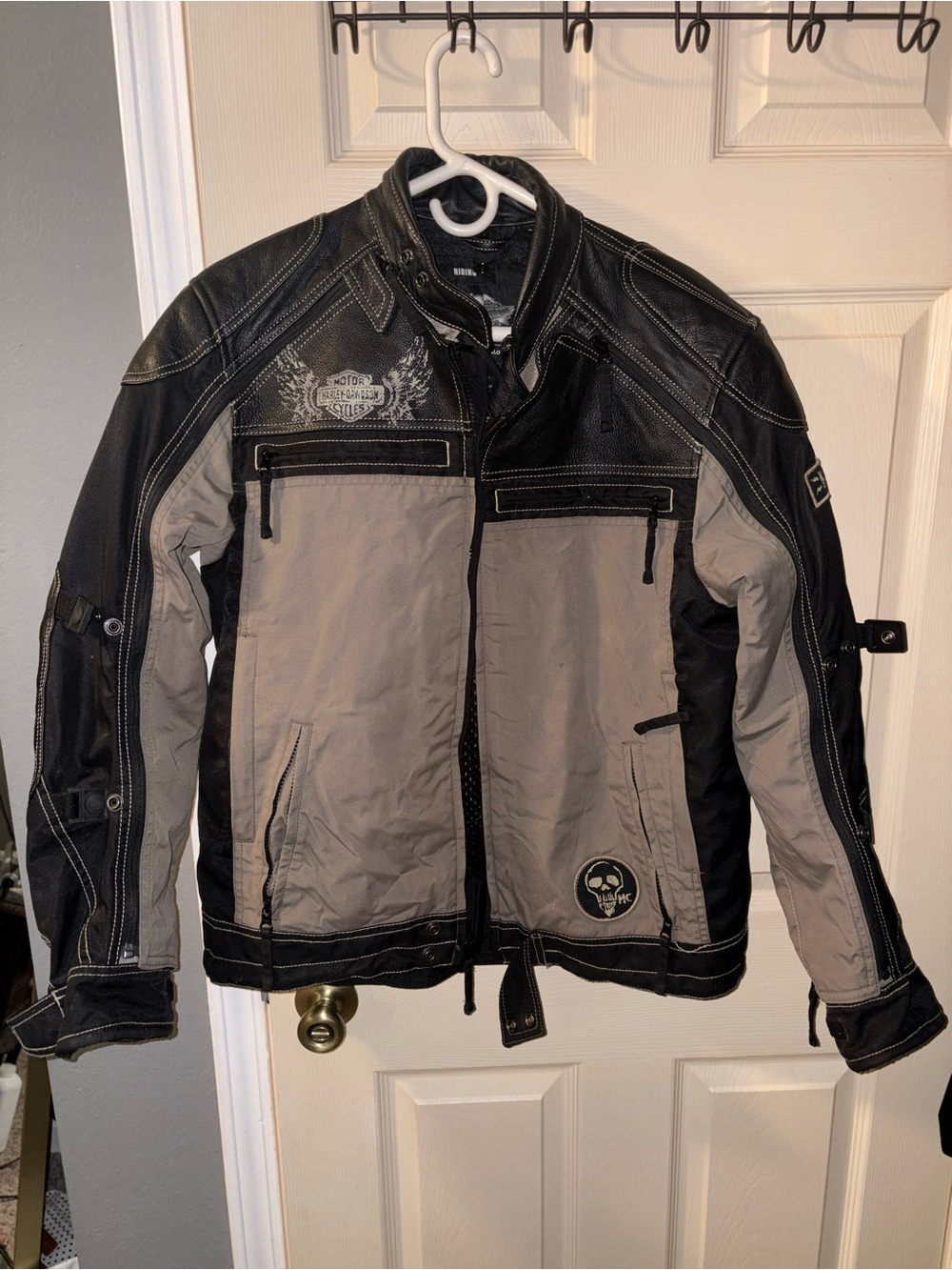 Harley-Davidson Riding Jacket Men’s Medium Leather/Textile Skull Reflective